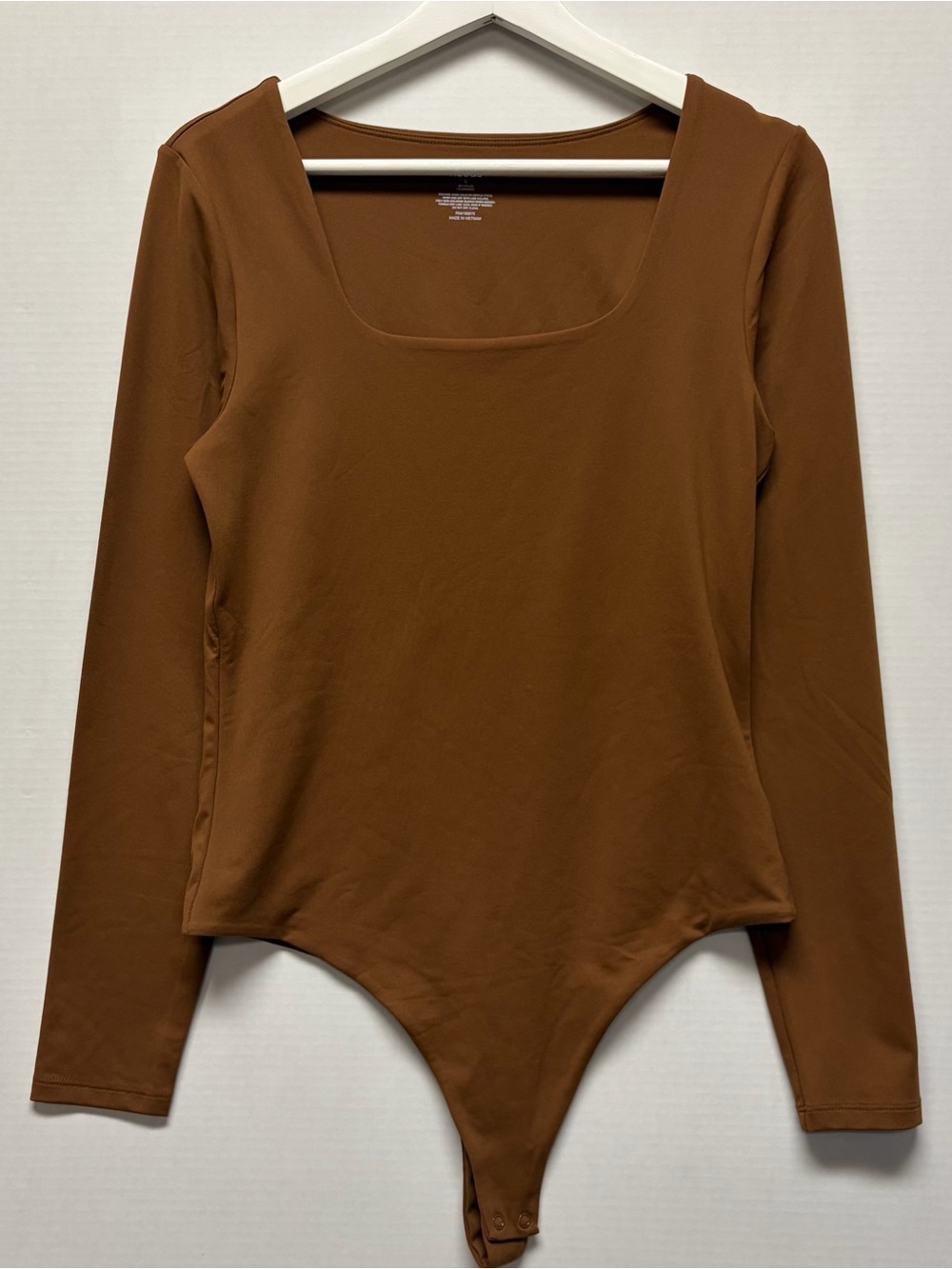 Nuuds Women's Long Sleeve Square Neck Bodysuit - Brown size Large